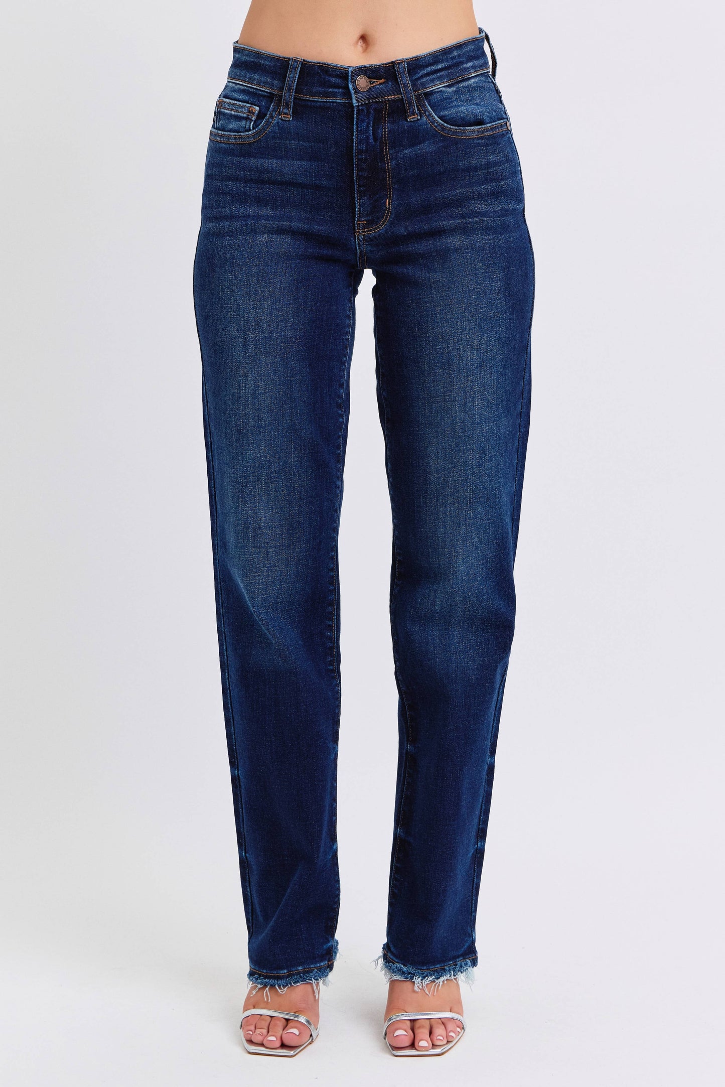 Judy Blue Jeans - Mid Rise Straight Leg with Fray Hem