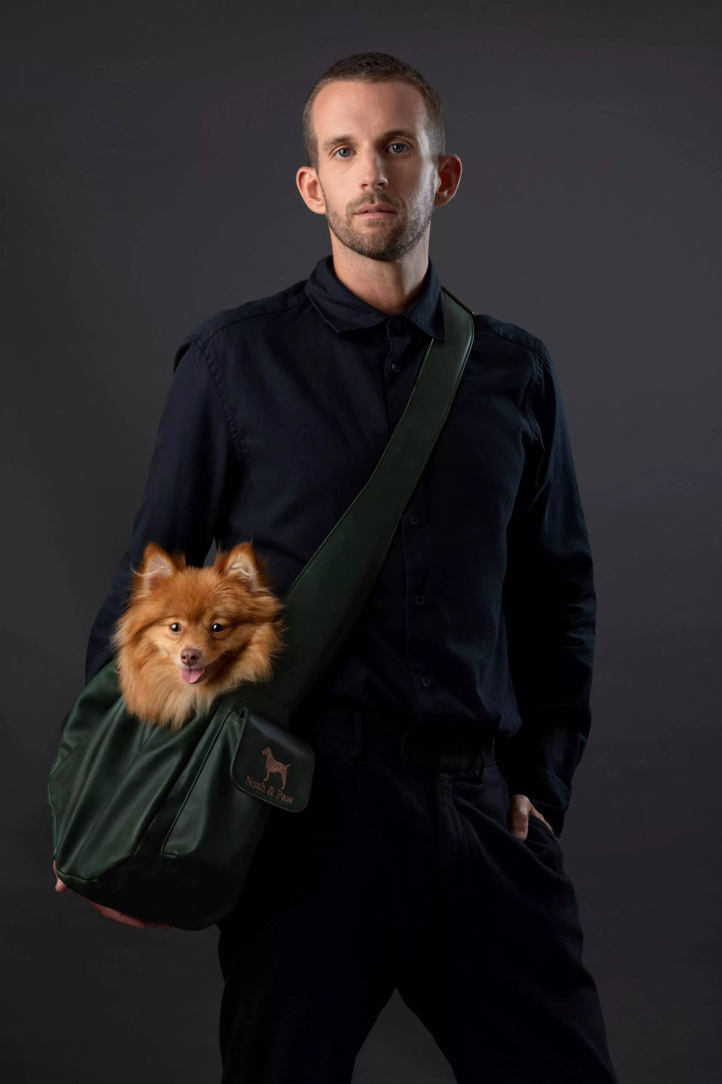 NOAH AND PAW LLC - Vegan Leather Pet sling Carrier, Ruffle Style