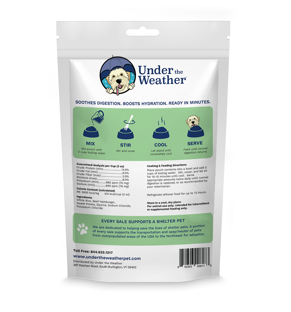 Under the Weather Pet - Hamburger, Rice, & Sweet Potato Bland Diet For Dogs
