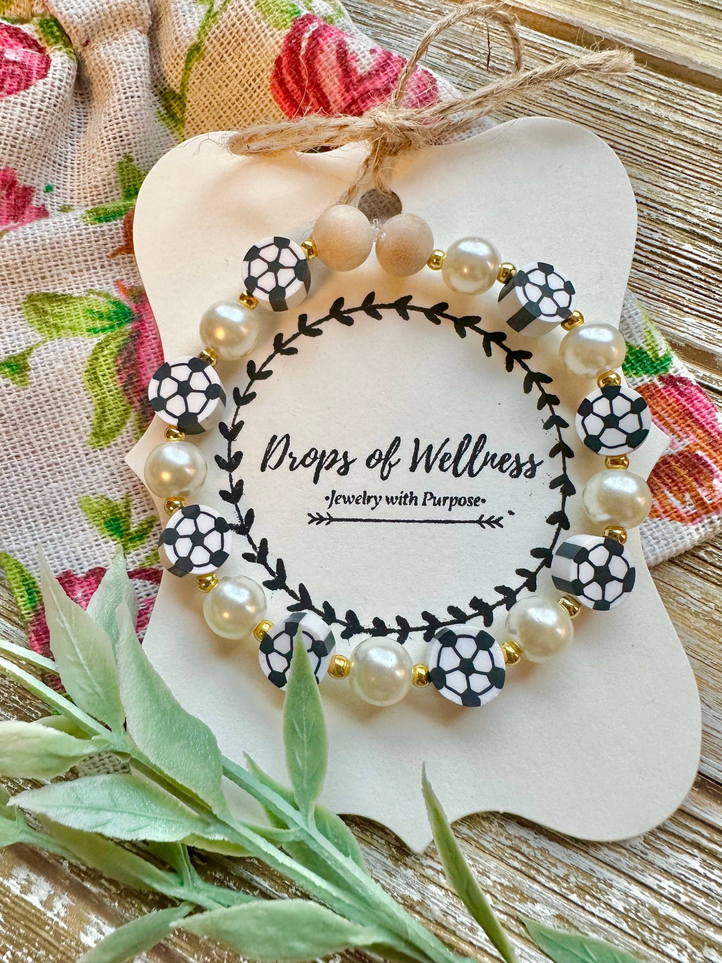 Drops of Wellness Goods - Beaded Stone Bracelet, Diffuser Jewelry, The Soccer