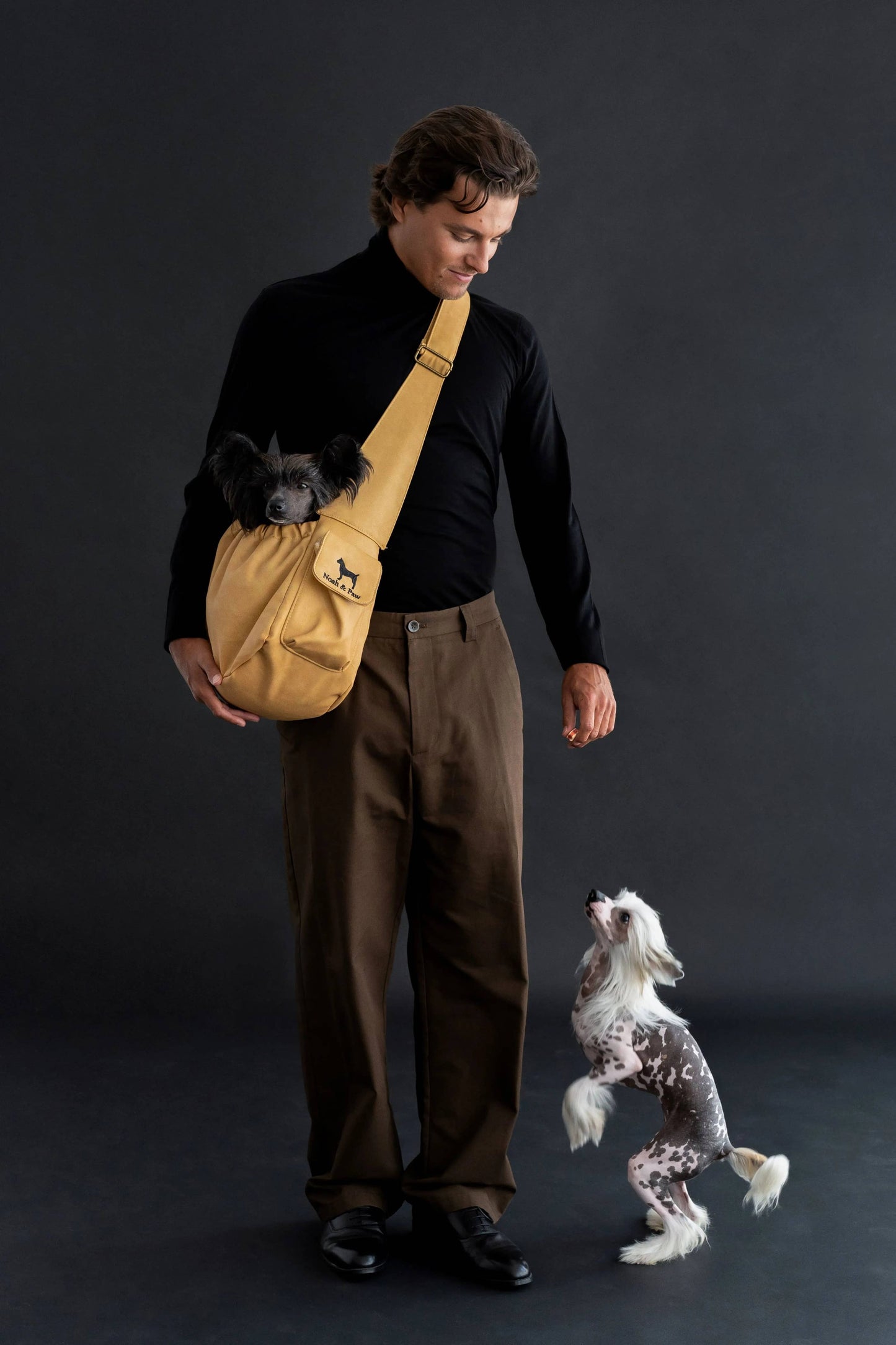 NOAH AND PAW LLC - Vegan Leather Pet sling Carrier, Ruffle Style