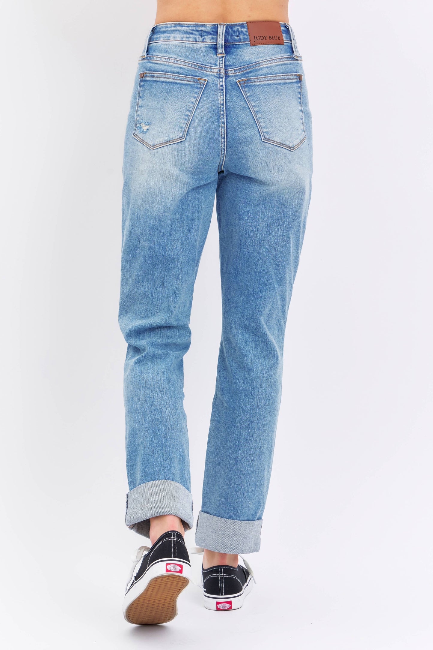 Judy Blue Jeans - High Waisted Distressed Boyfriend With Patch Pocket