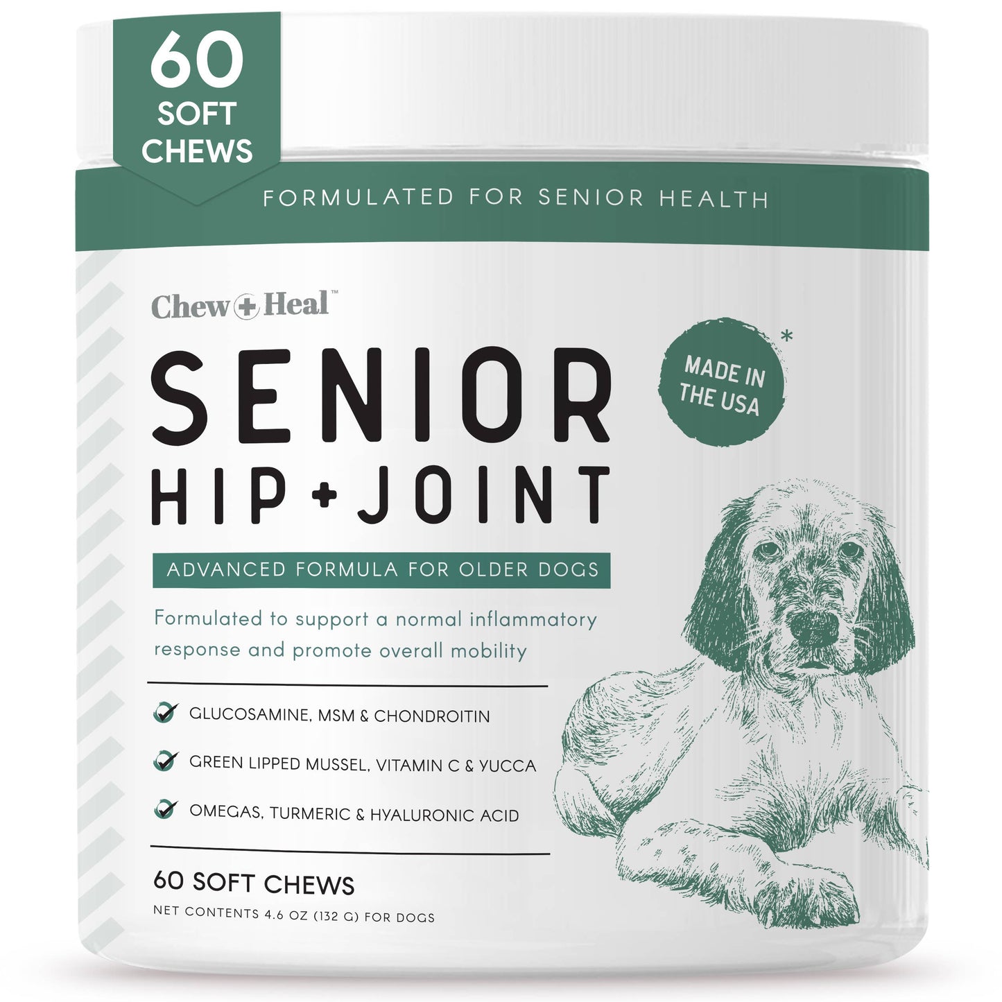 Chew + Heal - Senior Advanced Hip and Joint Soft Chews - Upgraded Formula