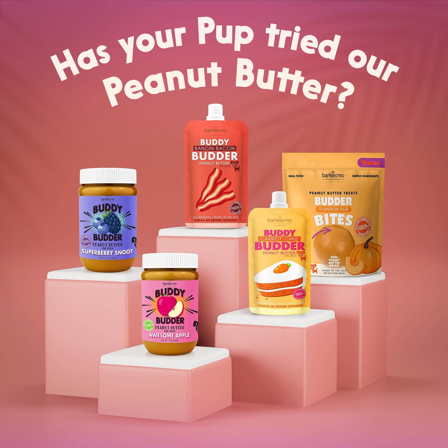 Bark Bistro - Dog Peanut Butter - 4oz Squeeze Packs Beef Broth Budder