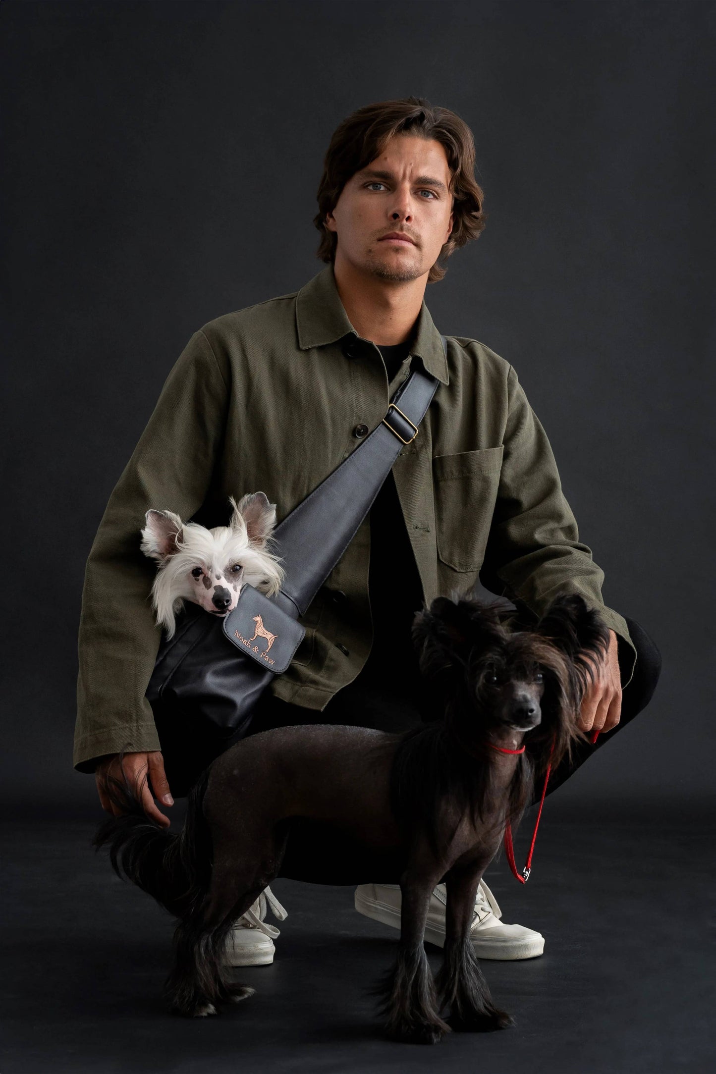 NOAH AND PAW LLC - Vegan Leather Pet sling Carrier, Ruffle Style