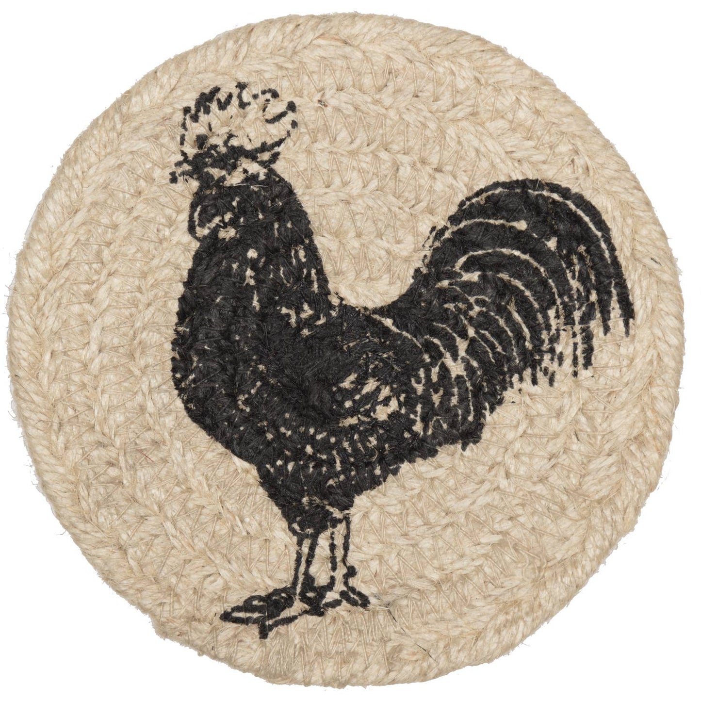 VHC Brands - Sawyer Mill Charcoal Poultry Jute Coaster Set of 6