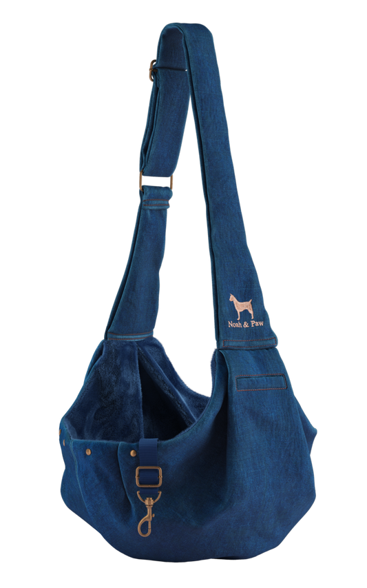 NOAH AND PAW LLC - Dog Sling Carrier Light Blue Denim - Snap