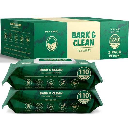 Chew + Heal - Extra Thick Herbal-Infused Dog Grooming Wipes - 220 Wipes