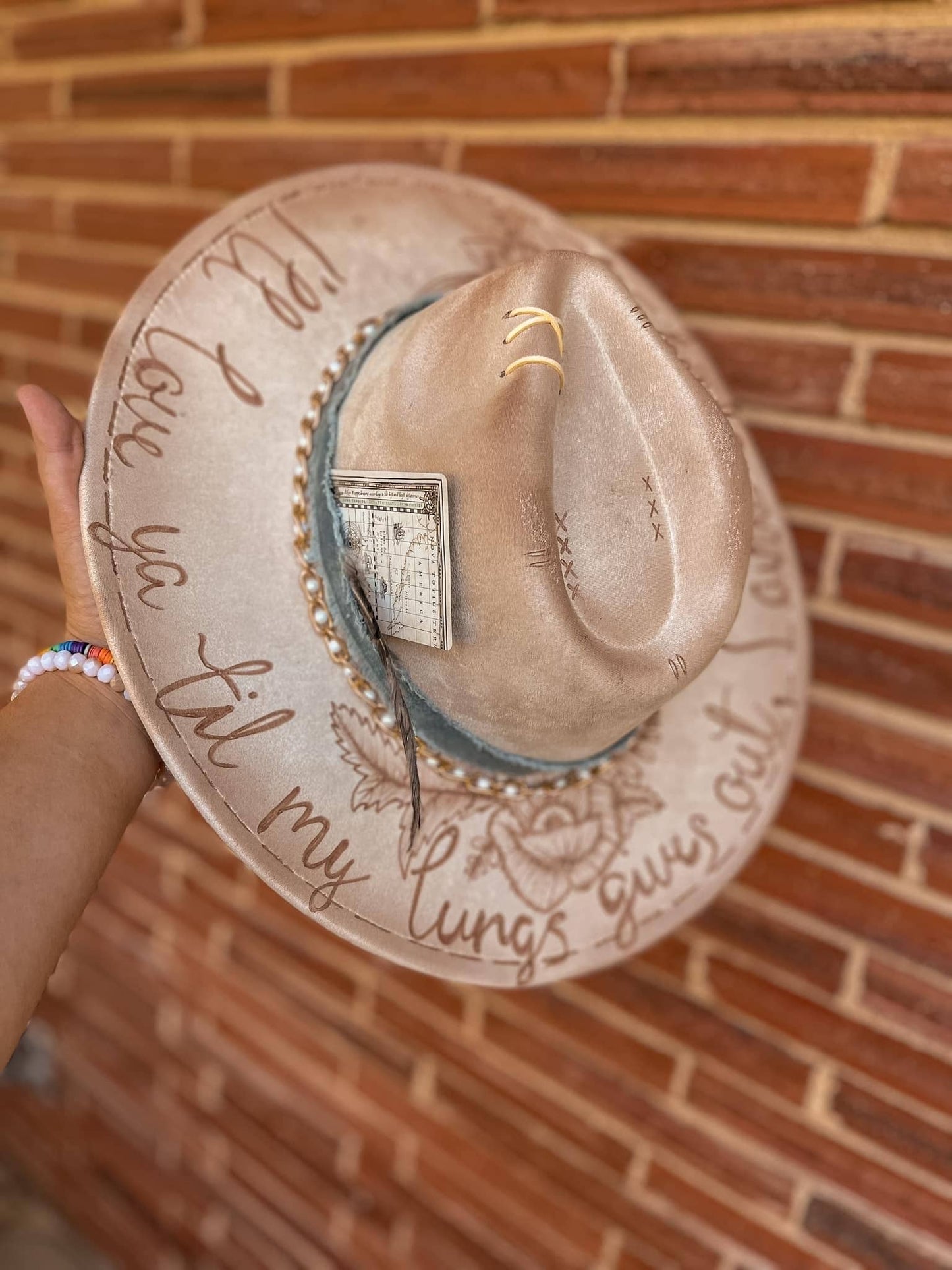 River Valley Co. - Tyler Childers Song and flowers ivory wide brim fedora hat