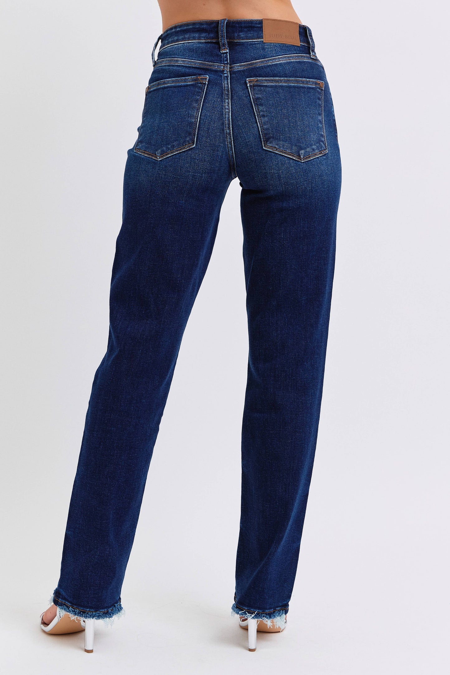 Judy Blue Jeans - Mid Rise Straight Leg with Fray Hem