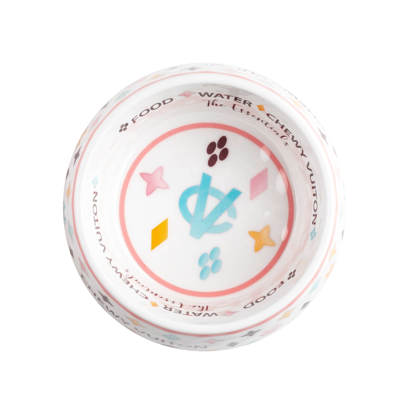 Haute Diggity Dog - White Chewy Vuiton Dog Bowl - 3 Sizes!! Dog Food Bowl