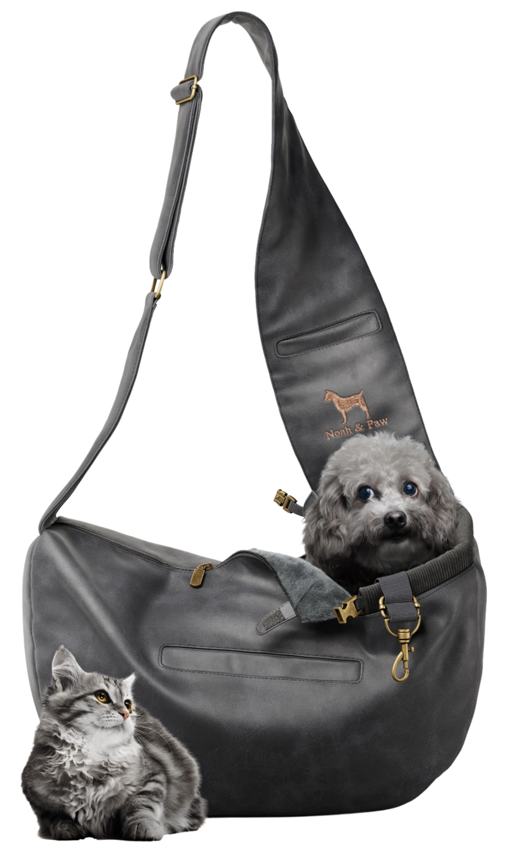 NOAH AND PAW LLC - Vegan Leather Pet sling Carrier 3x Safety