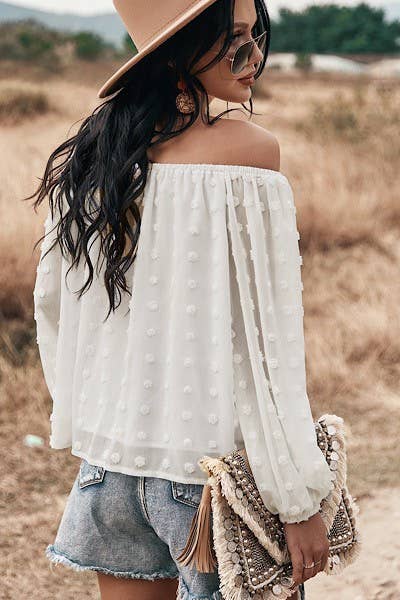 Miss Sparkling - Off shoulder dotted top
