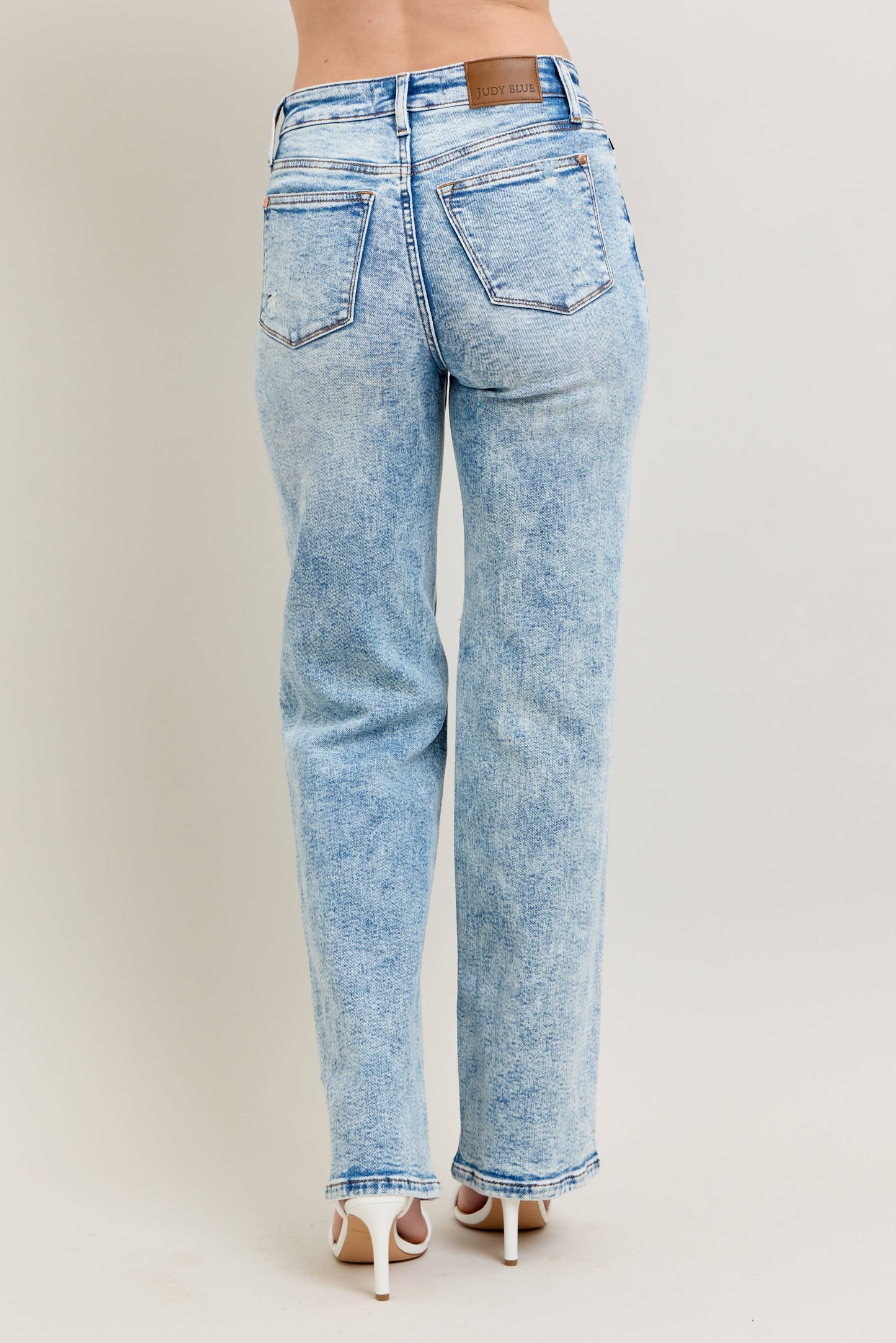 Mineral Wash High Waisted Distressed 90's Straight Jeans