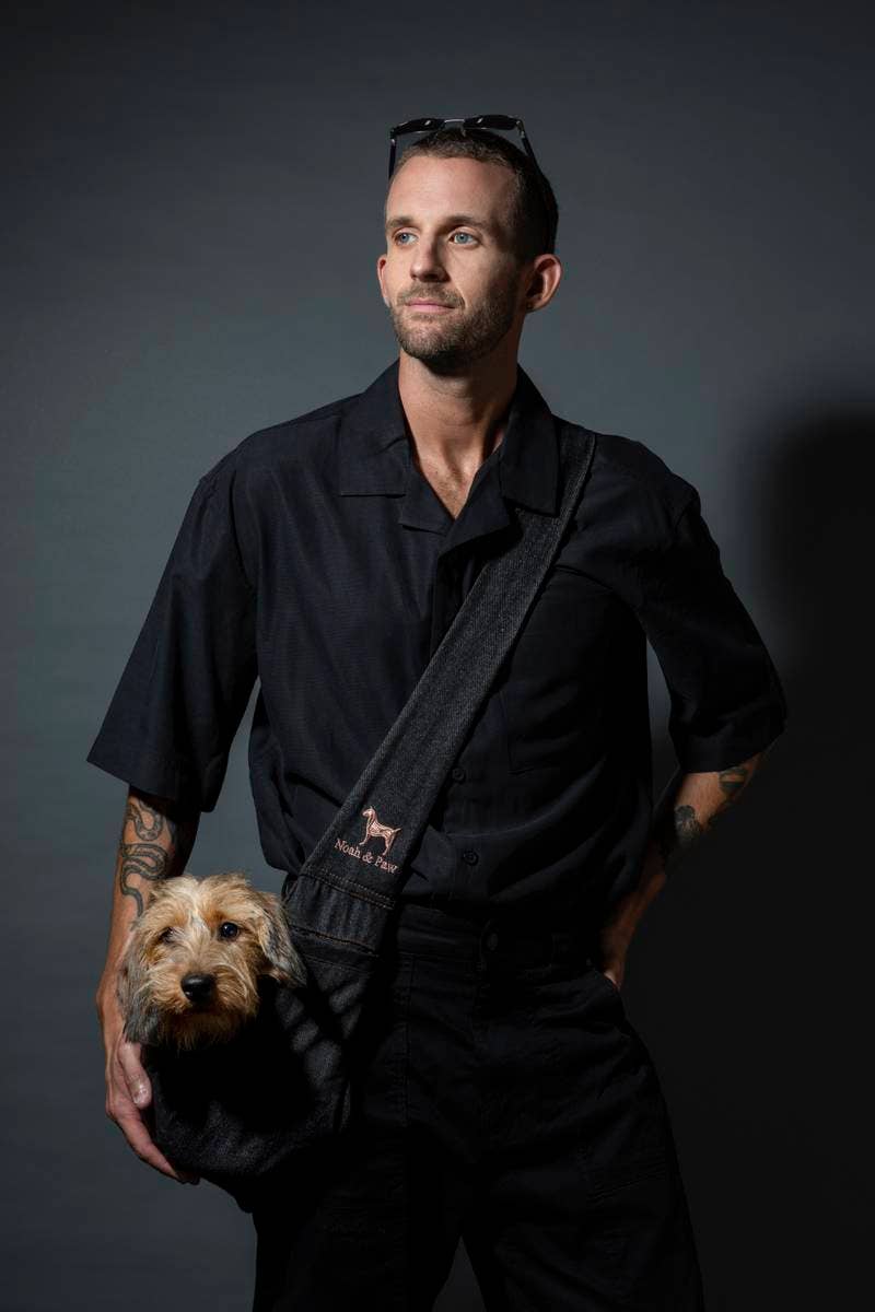 NOAH AND PAW LLC - Dog Sling Carrier Black Denim - Snap