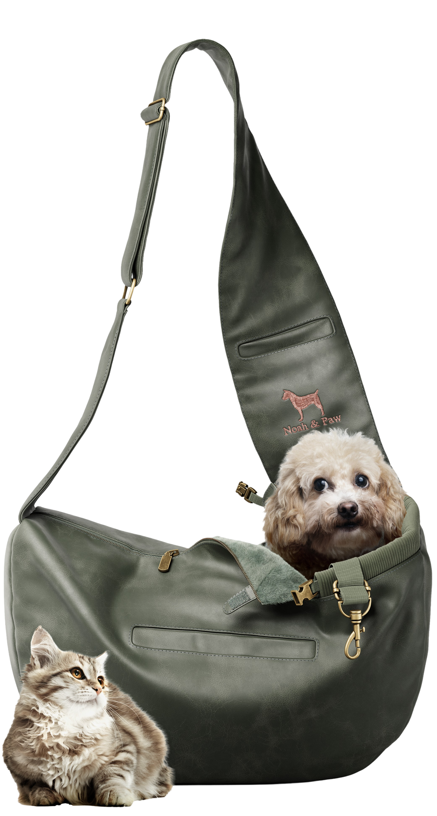 NOAH AND PAW LLC - Vegan Leather Pet sling Carrier 3x Safety