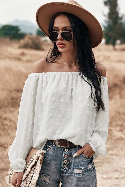 Miss Sparkling - Off shoulder dotted top