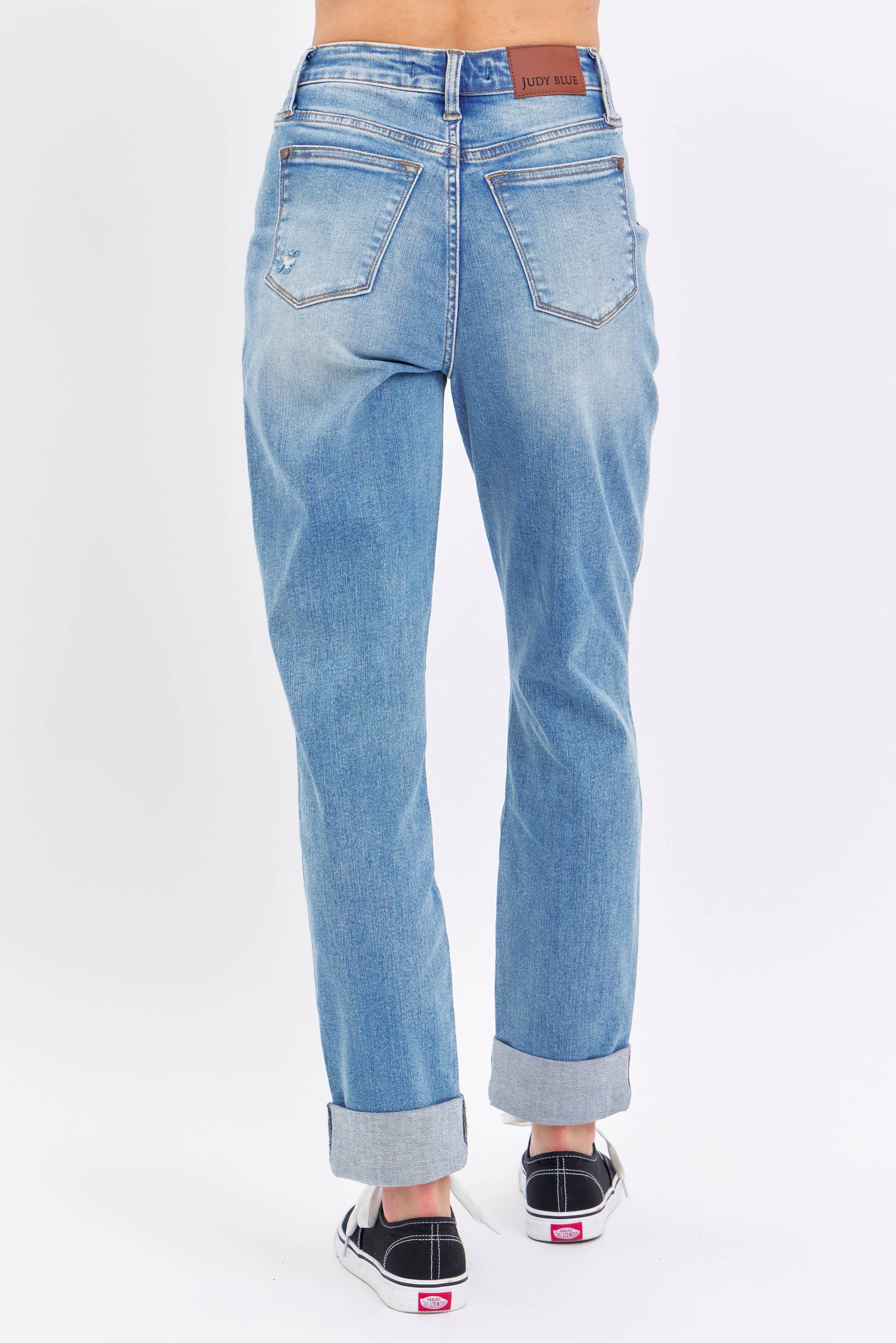 Judy Blue Jeans - High Waisted Distressed Boyfriend With Patch Pocket