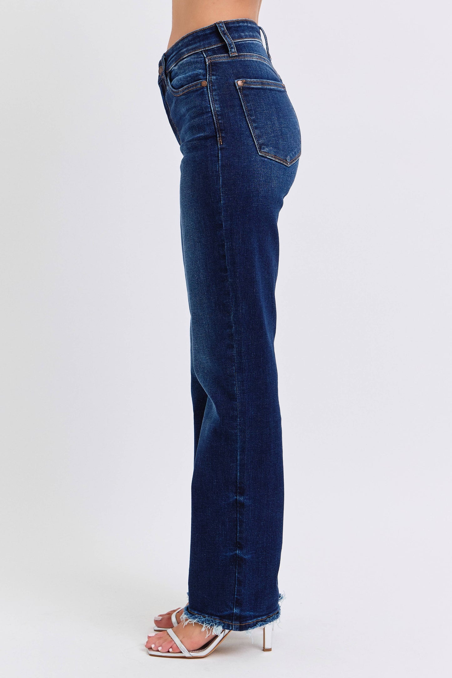 Judy Blue Jeans - Mid Rise Straight Leg with Fray Hem