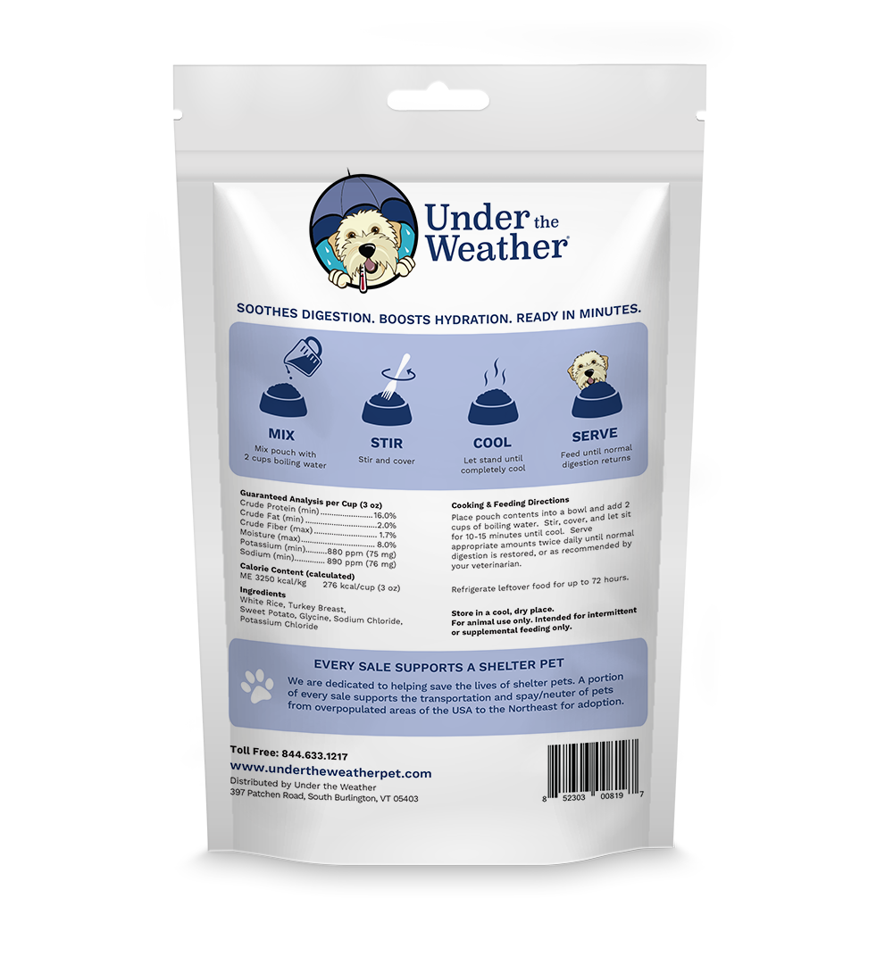 Under the Weather Pet - Turkey, Rice, & Sweet Potato Bland Diet For Dogs