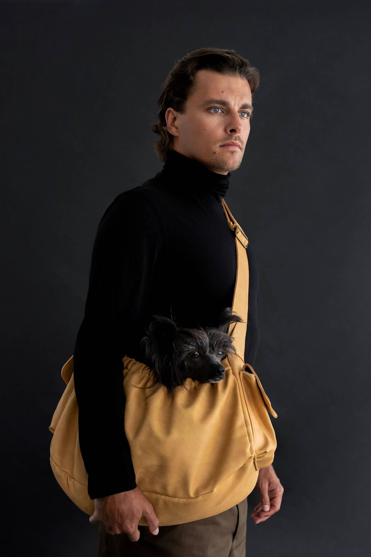 NOAH AND PAW LLC - Vegan Leather Pet sling Carrier, Ruffle Style