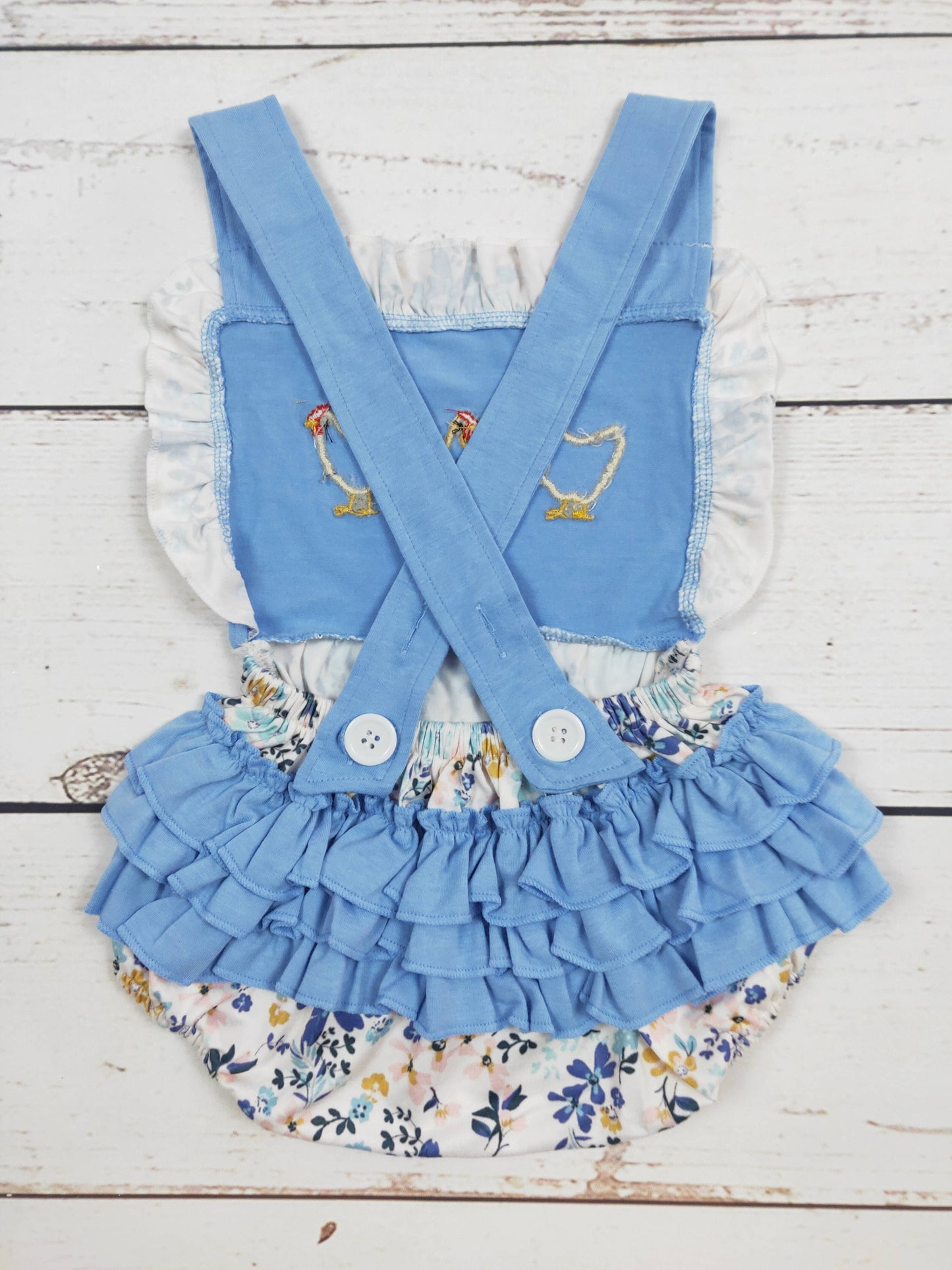 sassy kids palace - Chicken Appliqué Girls Bubble With Ruffle