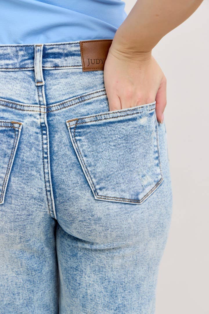 Mineral Wash High Waisted Distressed 90's Straight Jeans