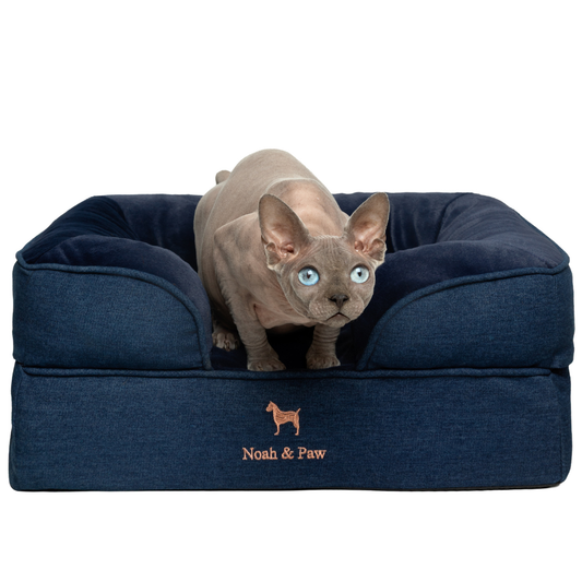 NOAH AND PAW LLC - Denim Orthopedic Pet Bed, Memory Foam, Infused with Cooling Gel
