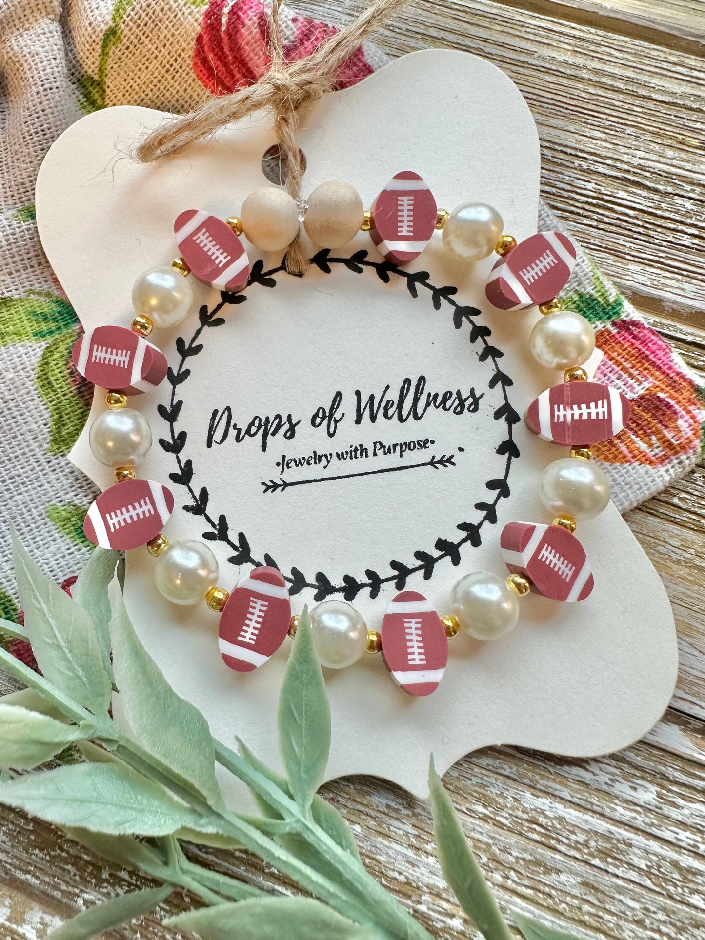 Drops of Wellness Goods - Beaded Stone Bracelet, Diffuser Jewelry, The Football Babe