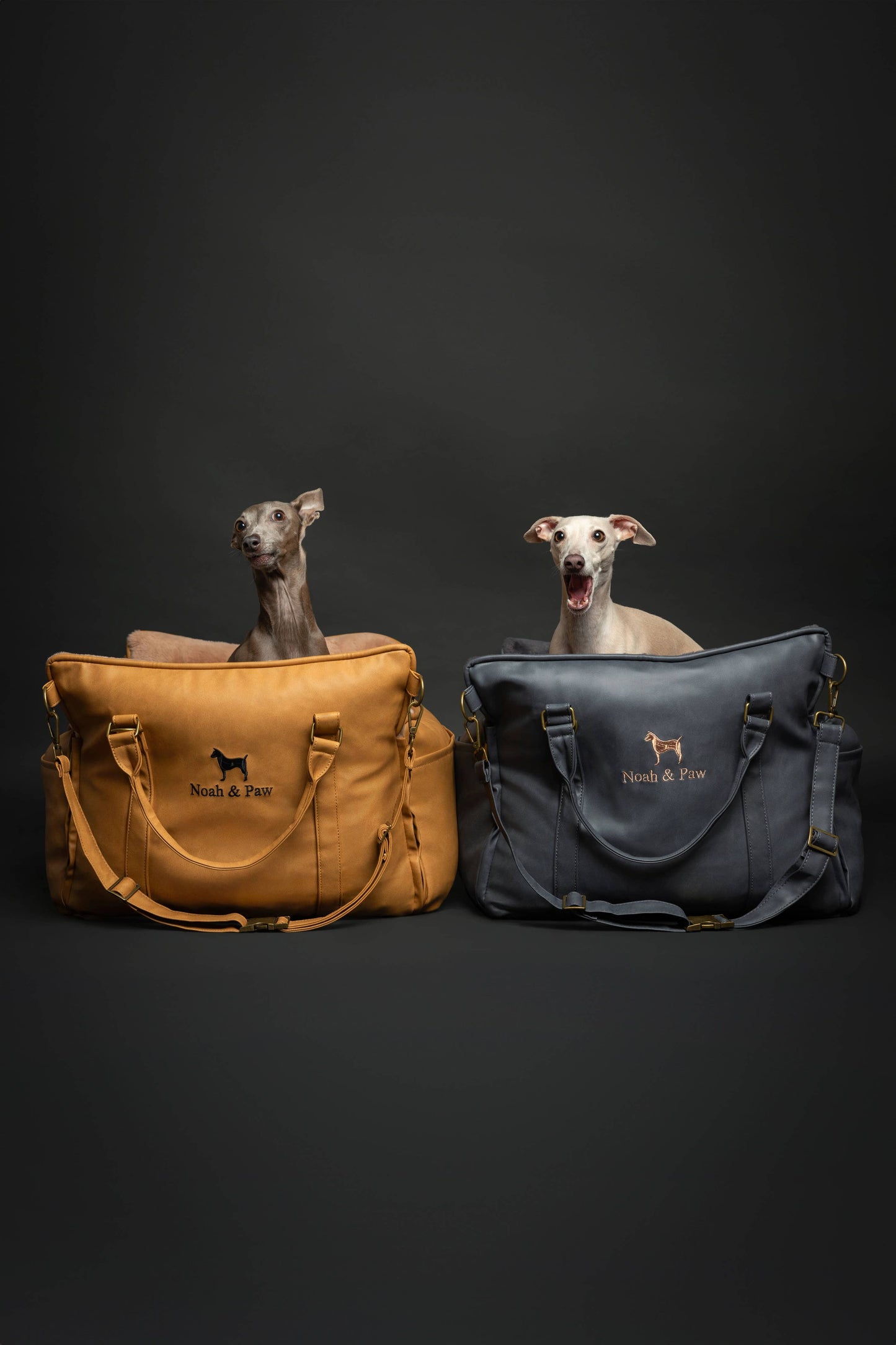 NOAH AND PAW LLC - Dog Car Seat Carrier Orthopedic Crushed Foam, Camel, Vegan Leather