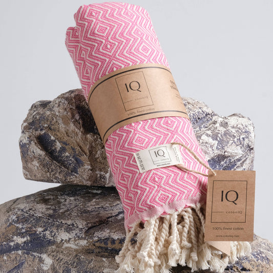 cotonIQ - Hammam towel | sauna towel | beach towel | Peru | pink | 180x100cm
