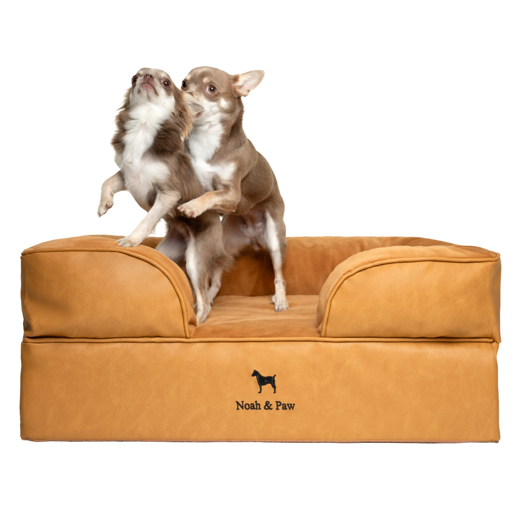 NOAH AND PAW LLC - Faux Leather, Orthopedic Pet Bed, Eggshell Memory Foam, Infused with Cooling Gel, Sofa Style