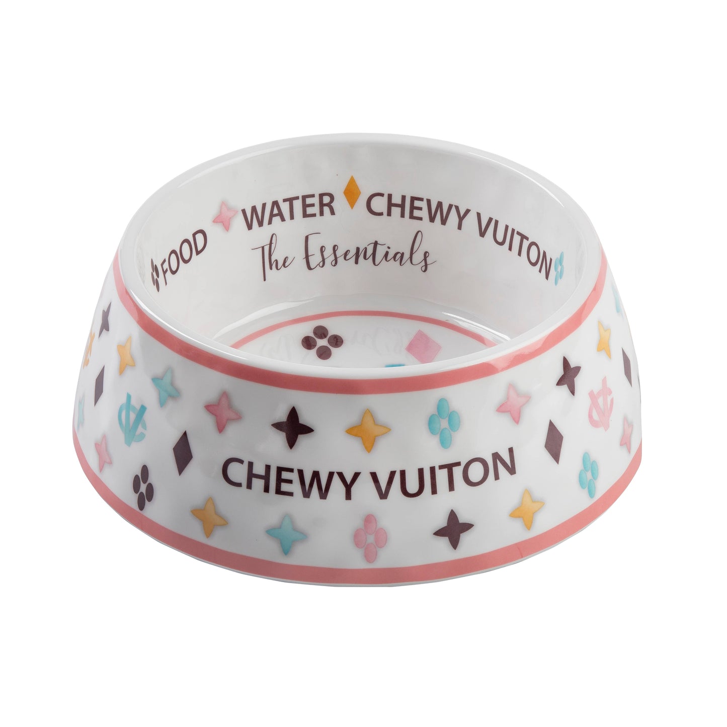 Haute Diggity Dog - White Chewy Vuiton Dog Bowl - 3 Sizes!! Dog Food Bowl