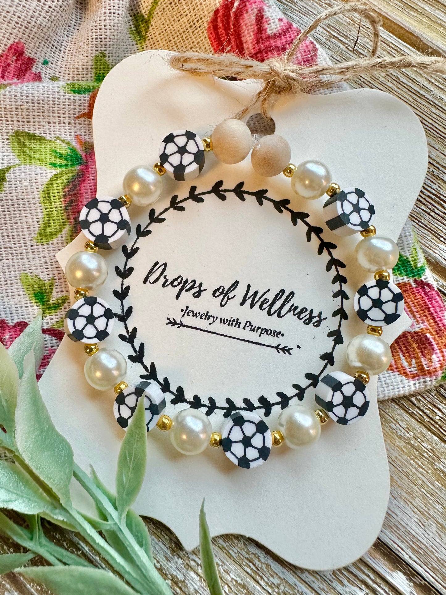 Drops of Wellness Goods - Beaded Stone Bracelet, Diffuser Jewelry, The Soccer
