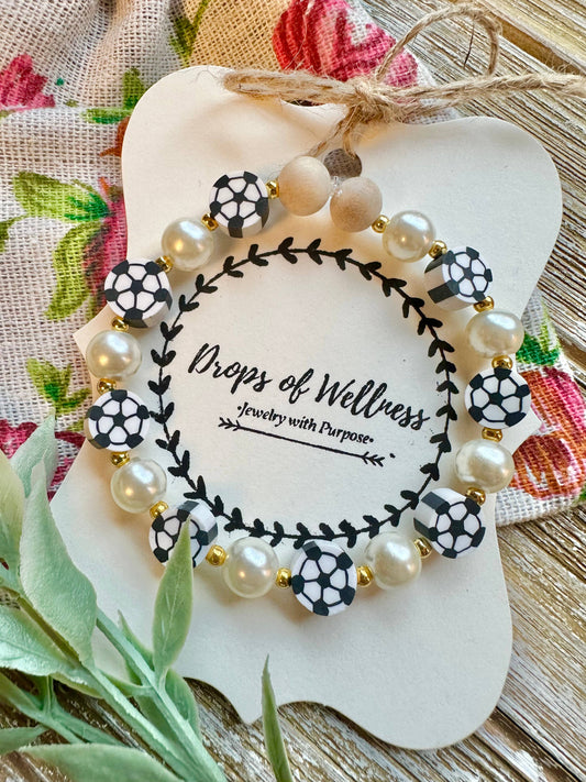 Drops of Wellness Goods - Beaded Stone Bracelet, Diffuser Jewelry, The Soccer
