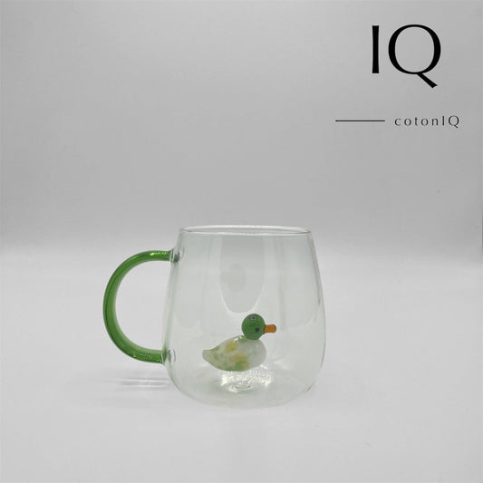 cotonIQ - Glass mug with 3D figure – Duck – 380 ml