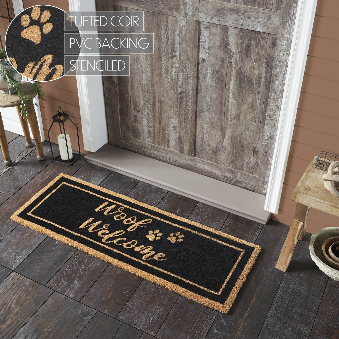 VHC Brands - Woof Welcome Coir Rug Rect 17x48