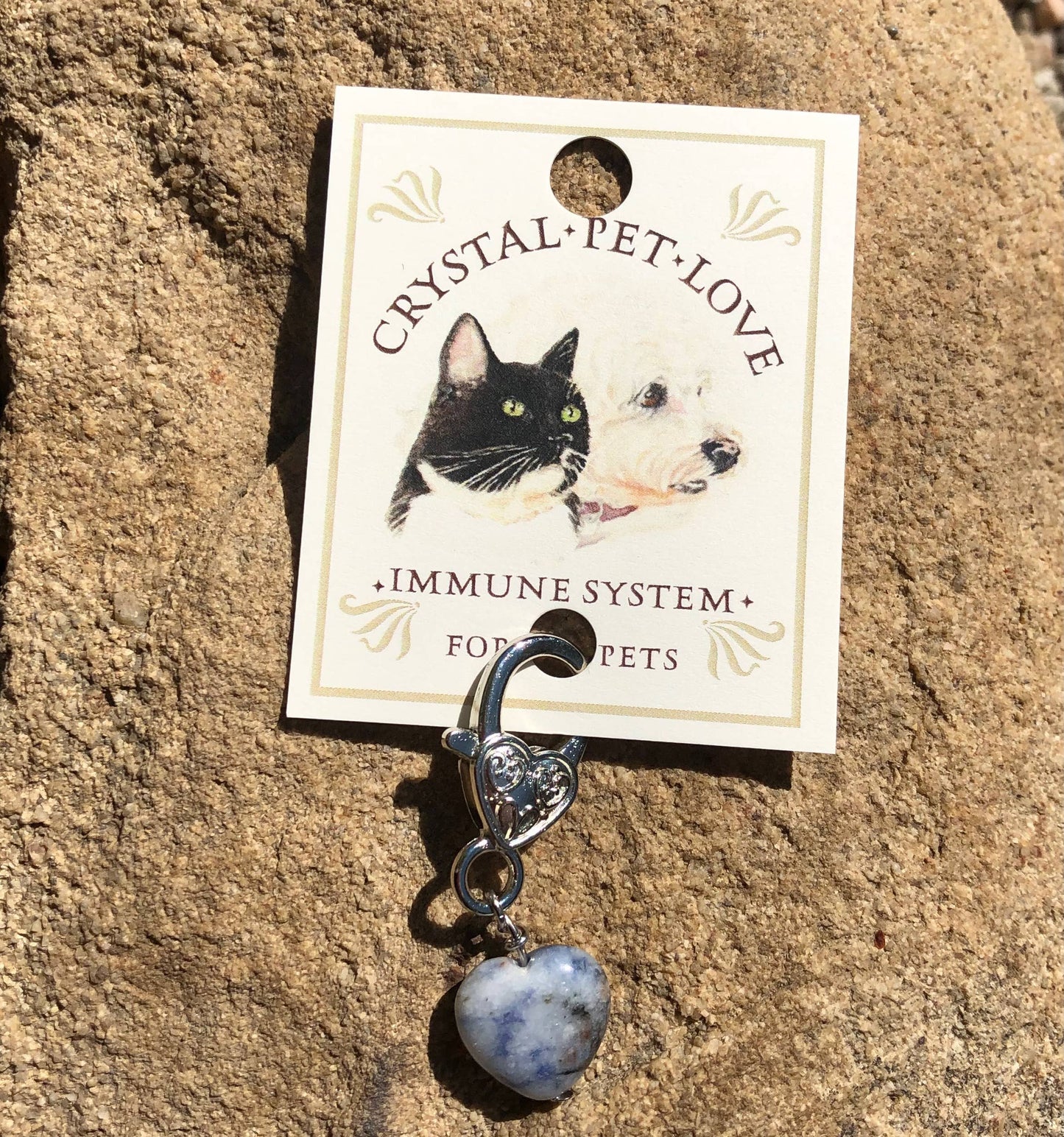 Crystal Pet Love - Sodalite heart immune support pendant