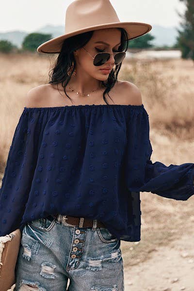 Miss Sparkling - Off shoulder dotted top
