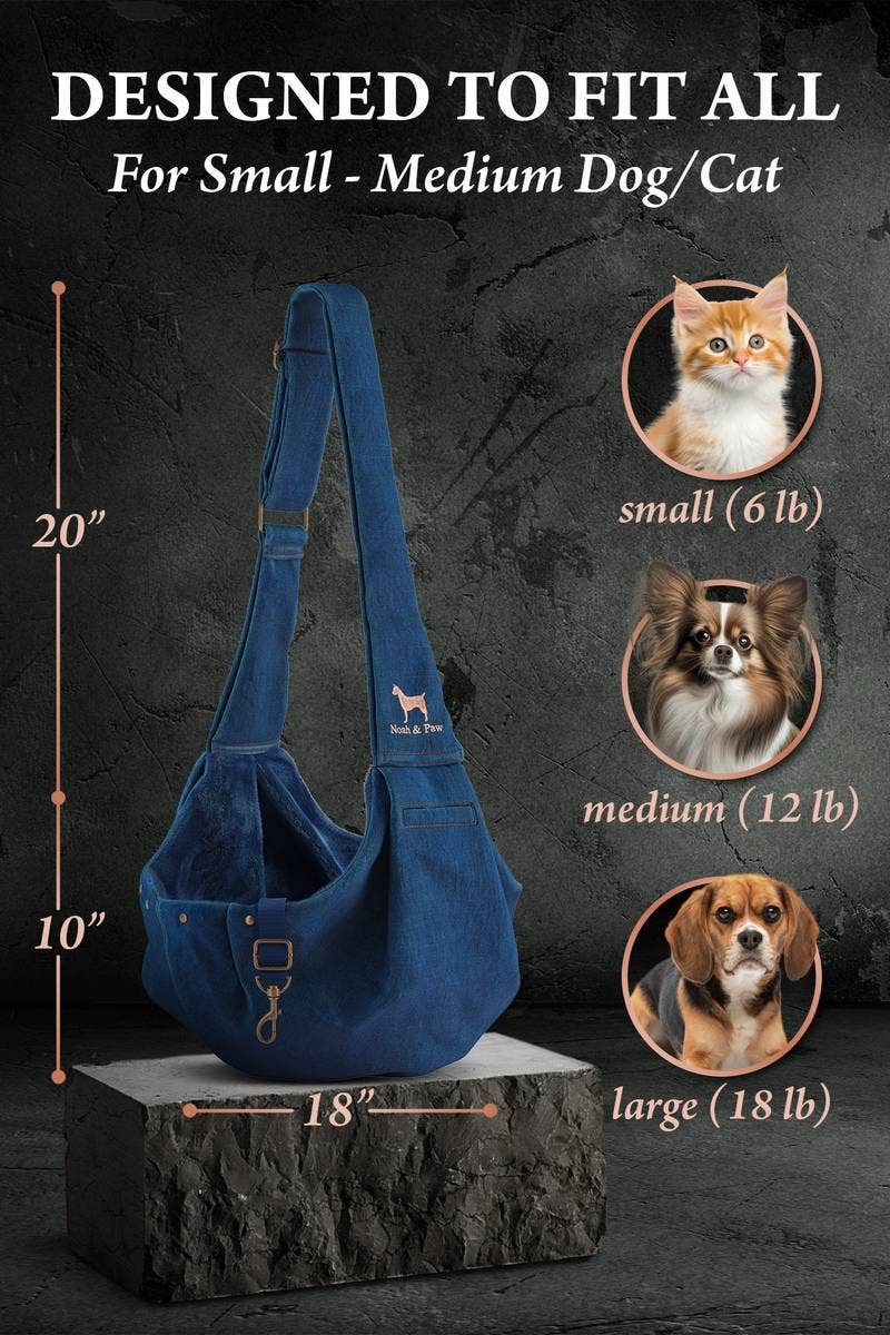 NOAH AND PAW LLC - Dog Sling Carrier Light Blue Denim - Snap