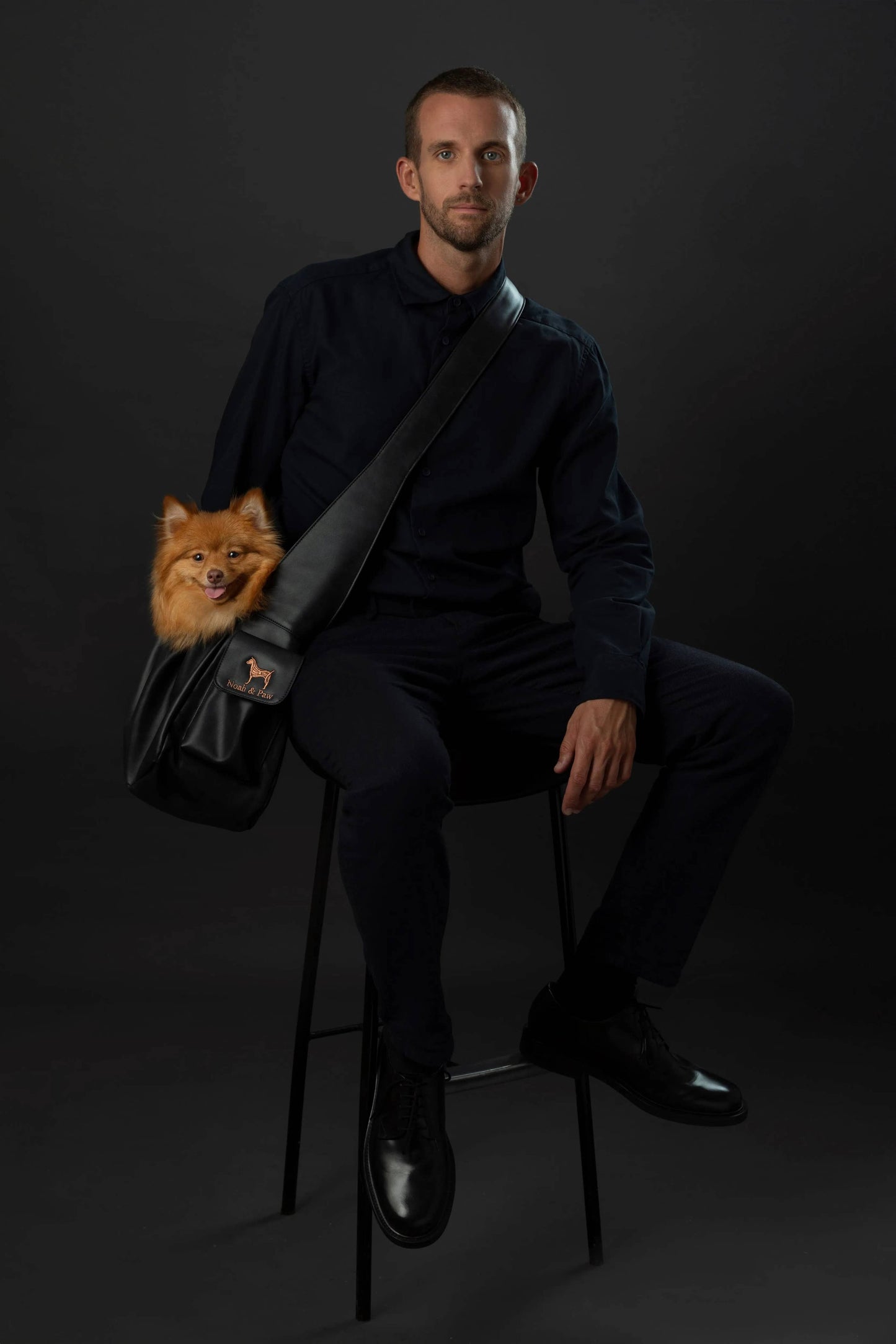 NOAH AND PAW LLC - Vegan Leather Pet sling Carrier, Ruffle Style
