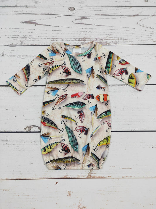 sassy kids palace - Fishing Printed Infant Babygown