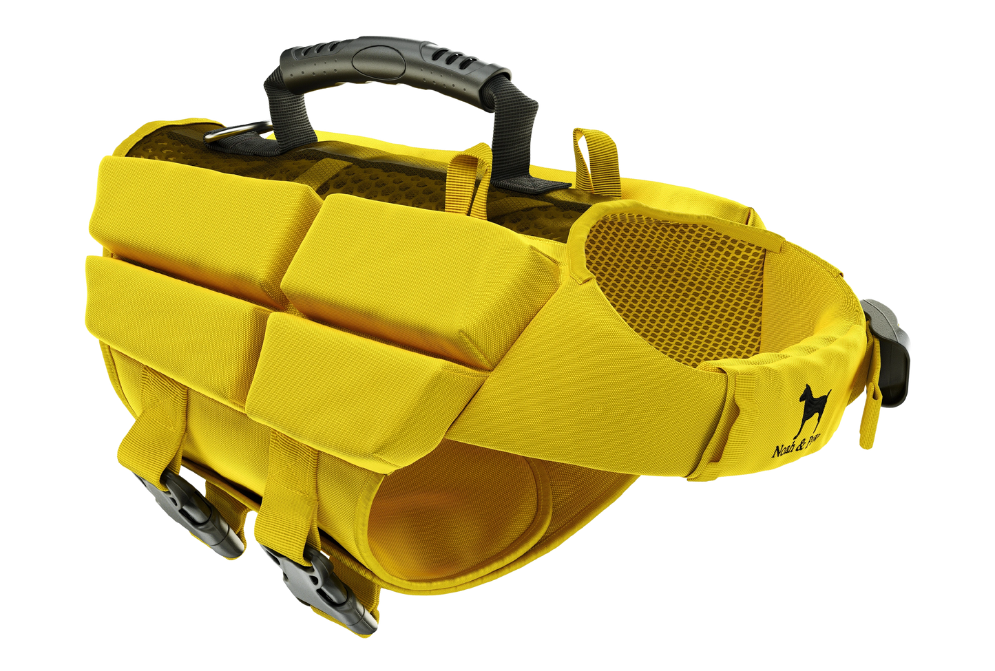 NOAH AND PAW LLC - Human Standards Dog Lifejacket Design with 4x Foam Support for Max Floating - Yellow