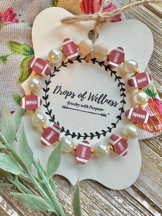 Drops of Wellness Goods - Beaded Stone Bracelet, Diffuser Jewelry, The Football Babe