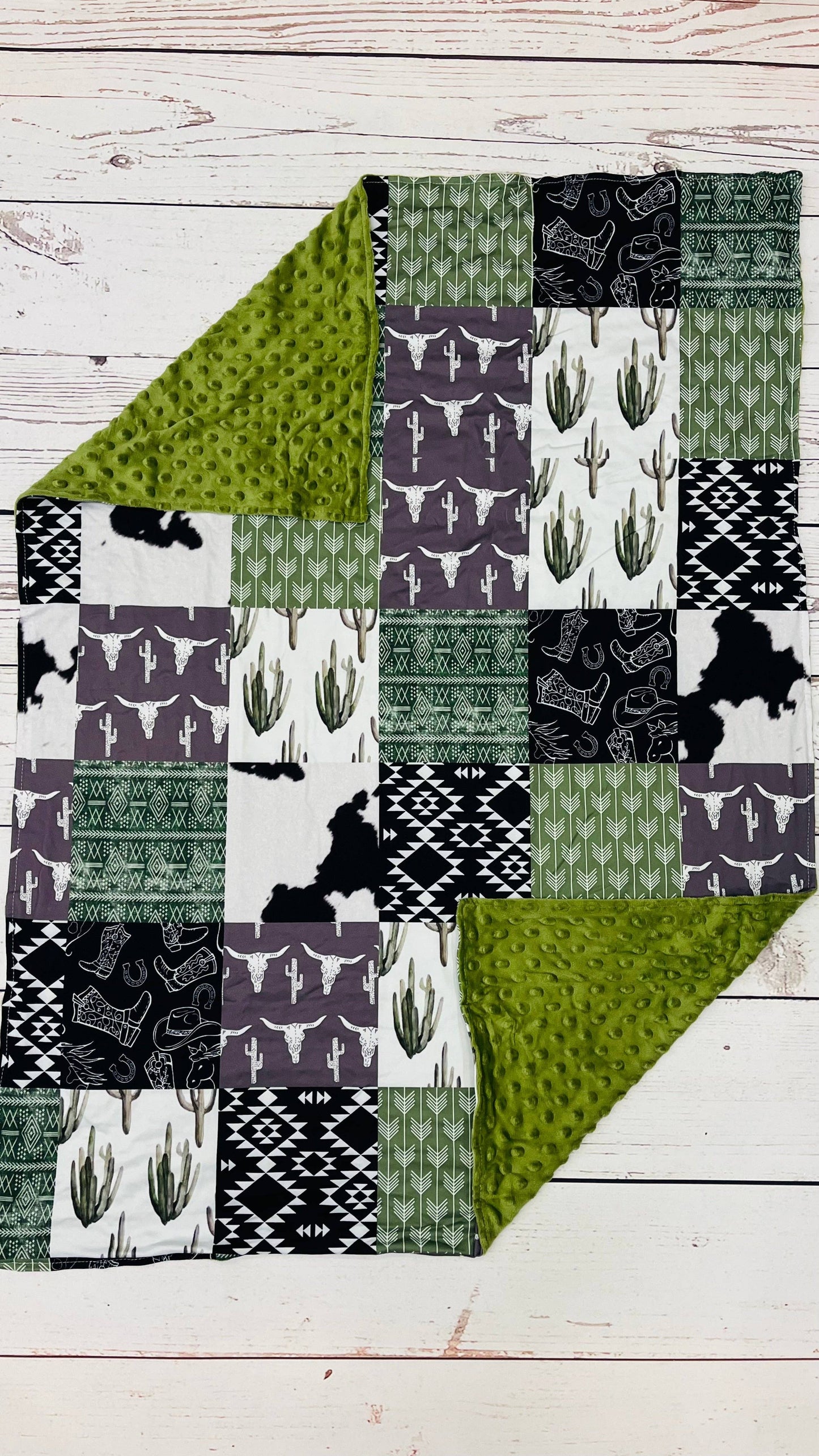 sassy kids palace - Baby Olive Cows Cactus Blanket