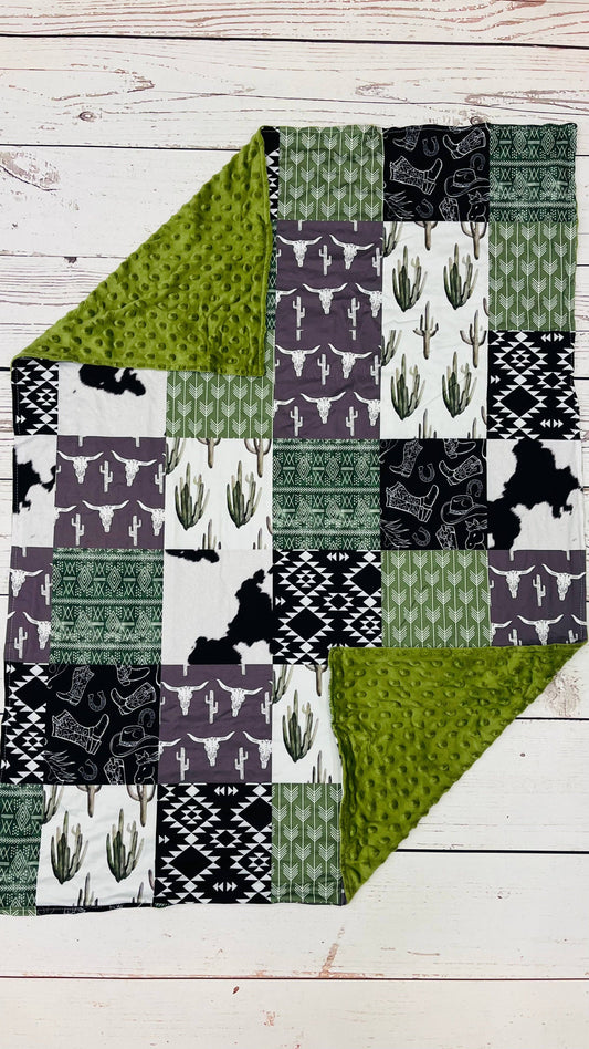 sassy kids palace - Baby Olive Cows Cactus Blanket