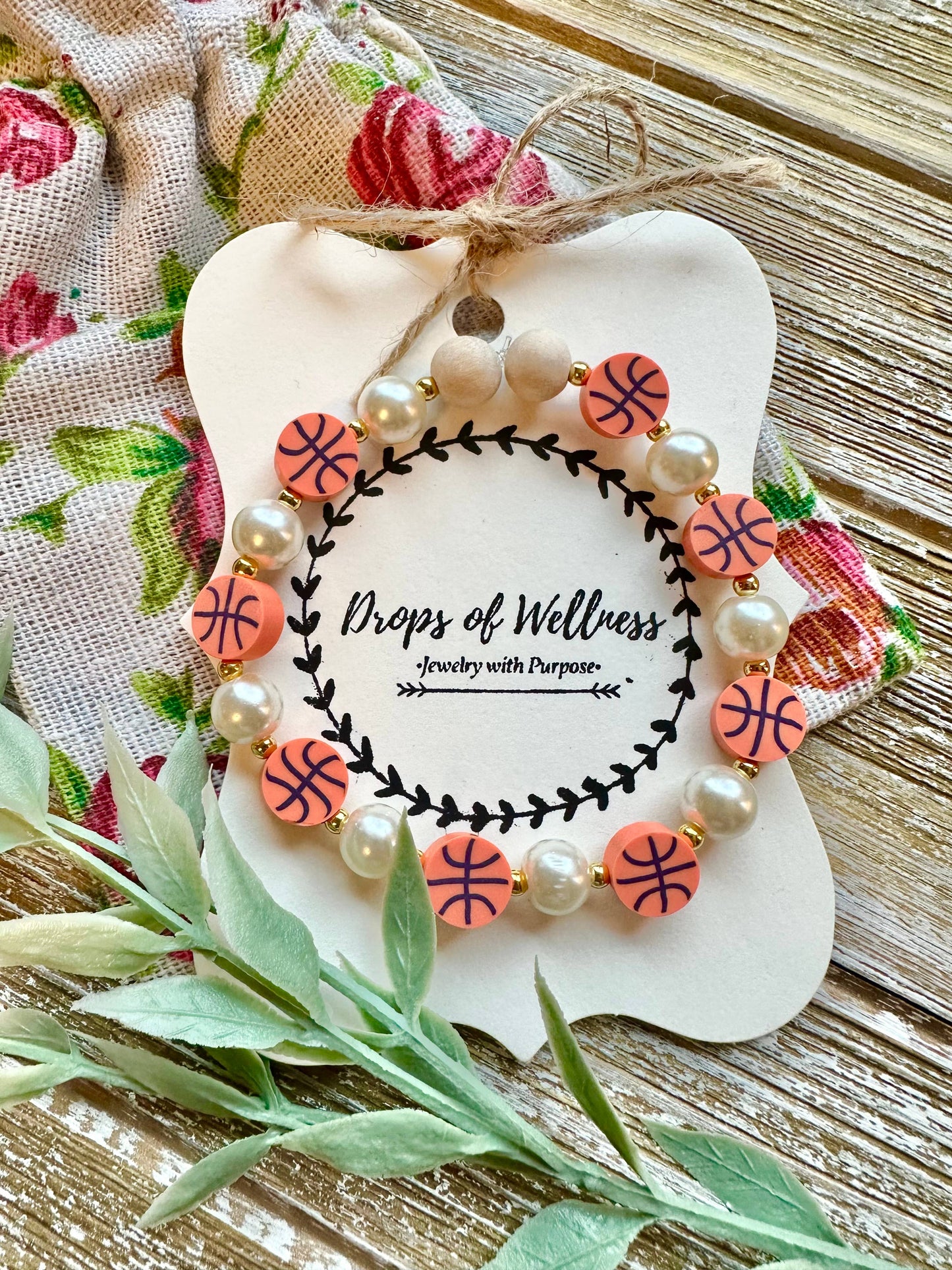 Drops of Wellness Goods - Beaded Stone Bracelet, Diffuser Jewelry, The Basketball Babe