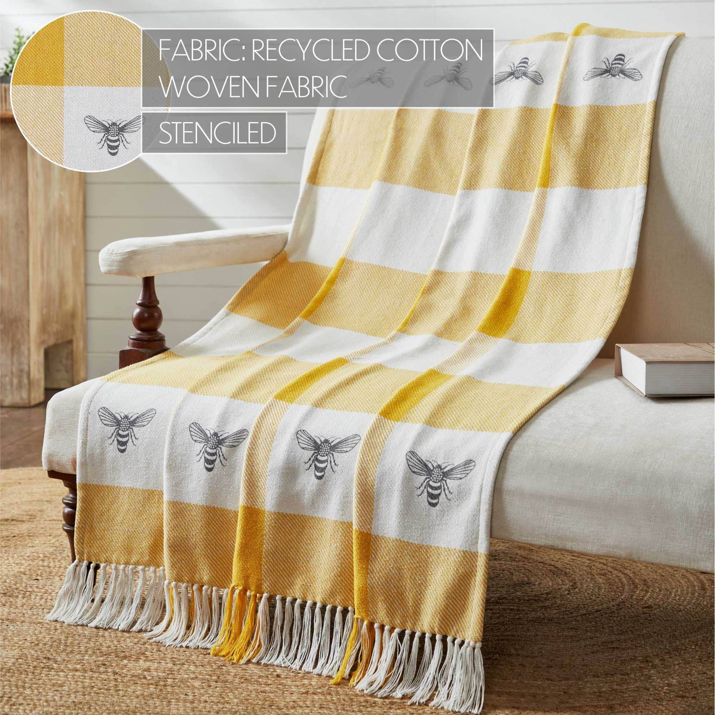 VHC Brands - Buzzy Bees Woven Throw 50x60