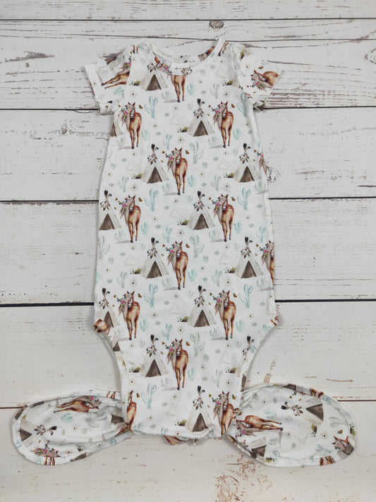 sassy kids palace - Horse Cactus Printed Infant Babygown