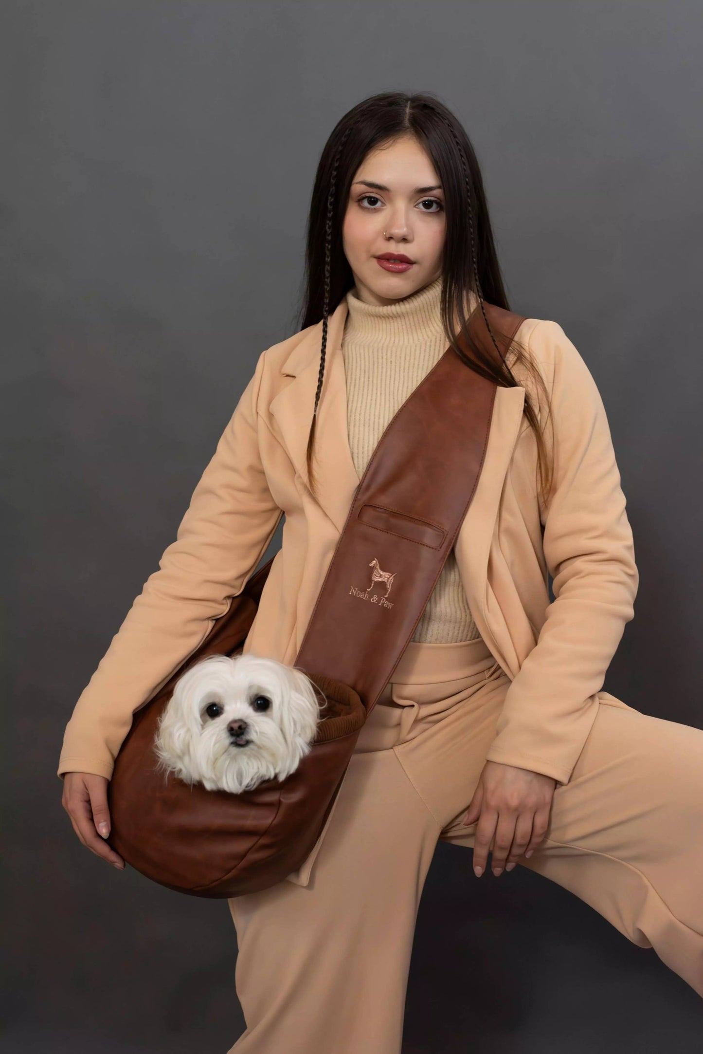 NOAH AND PAW LLC - Vegan Leather Pet sling Carrier 3x Safety